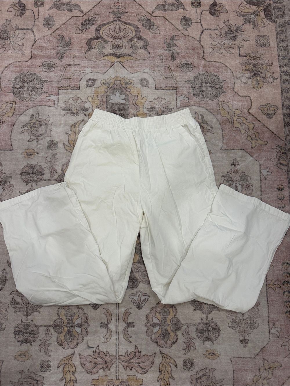Adanola Men's White Elastic-Waist Joggers